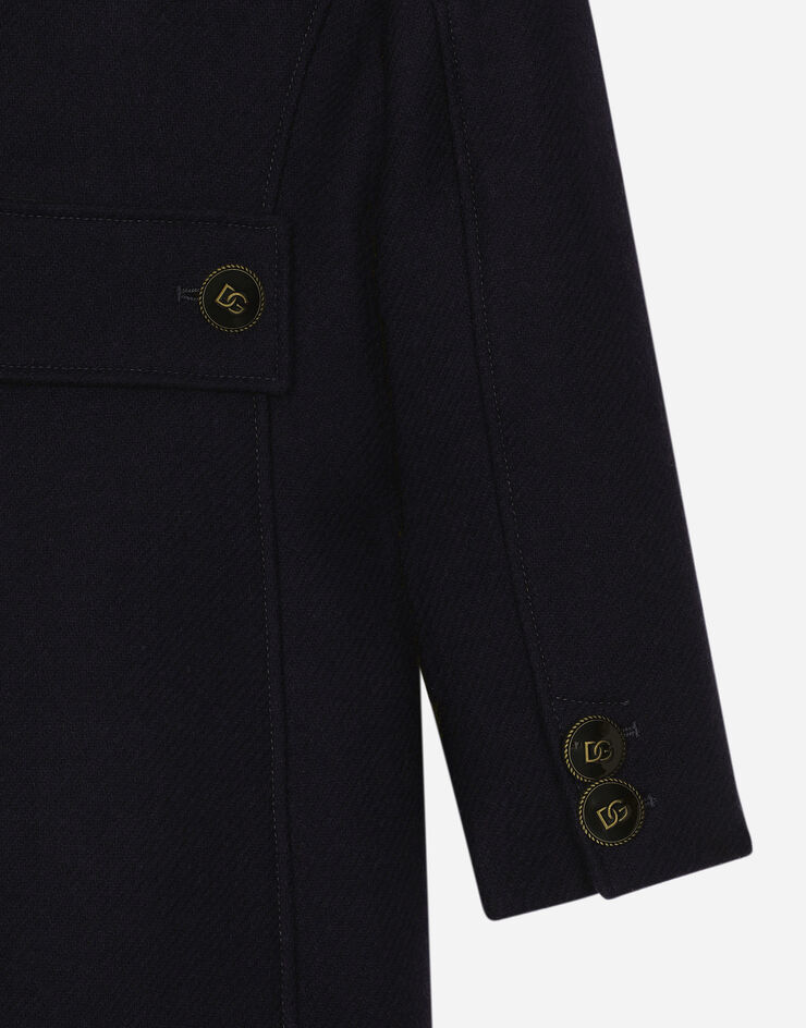 Dolce & Gabbana Double-breasted wool coat with branded buttons Blue L54C52G7NPH