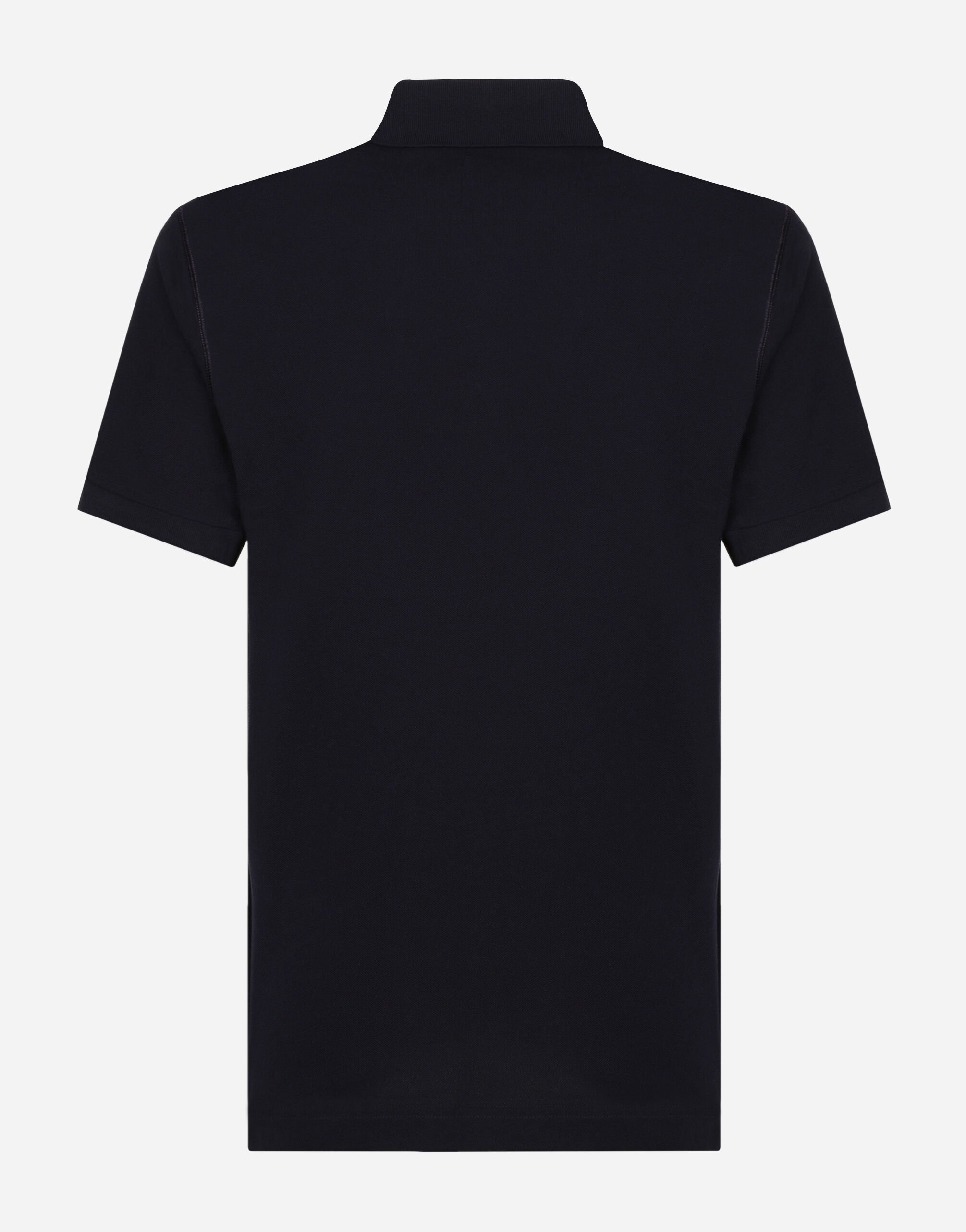 Cotton piqué polo-shirt with branded tag