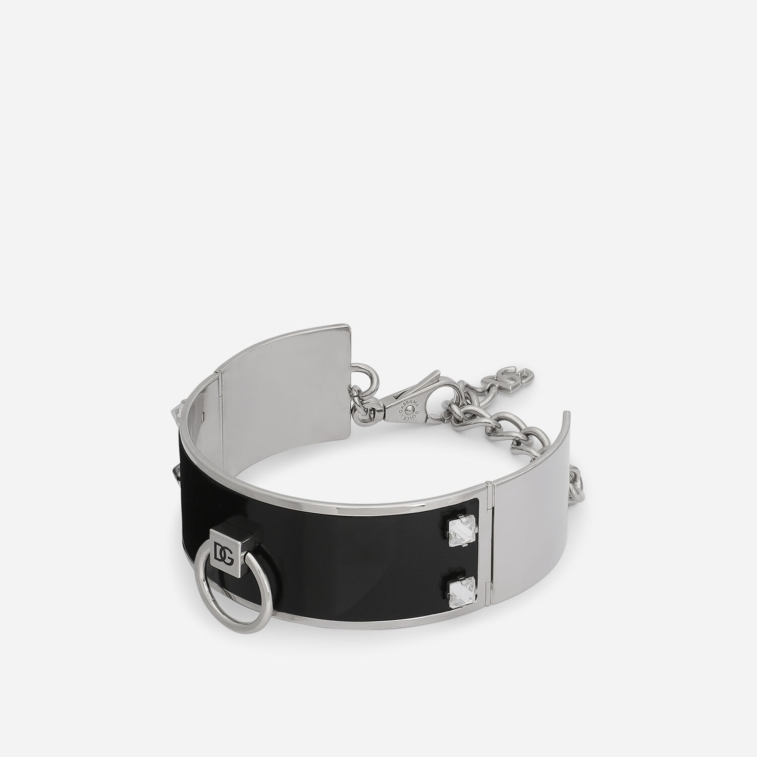 Leather and brass for US Silver choker in | Dolce&Gabbana® rigid