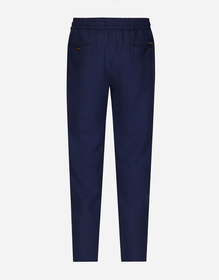 Dolce & Gabbana Pantalón estilo jogger de lino Azul GP0A4TFU4K6