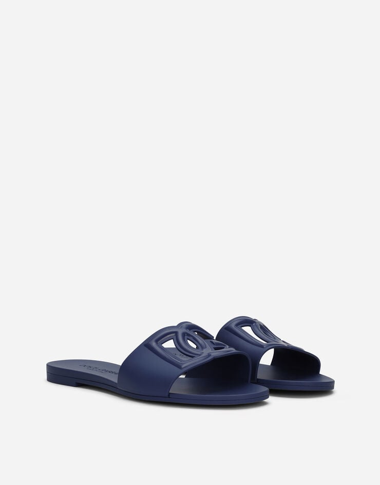Rubber beachwear sliders in Blue for | Dolce&Gabbana®