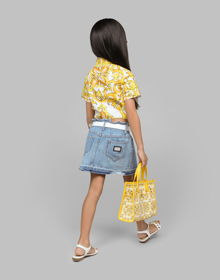 Dolce & Gabbana Canvas handbag with yellow majolica print Yellow EB0252A7131
