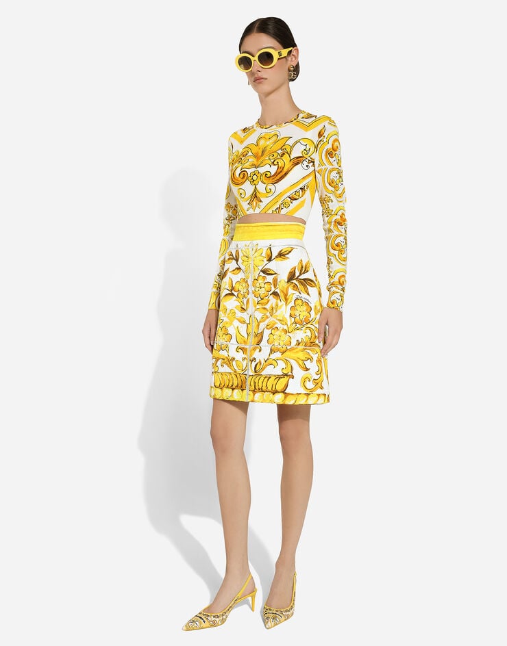 Dolce & Gabbana Short majolica-print brocade skirt Print F4BCVTFPTAW