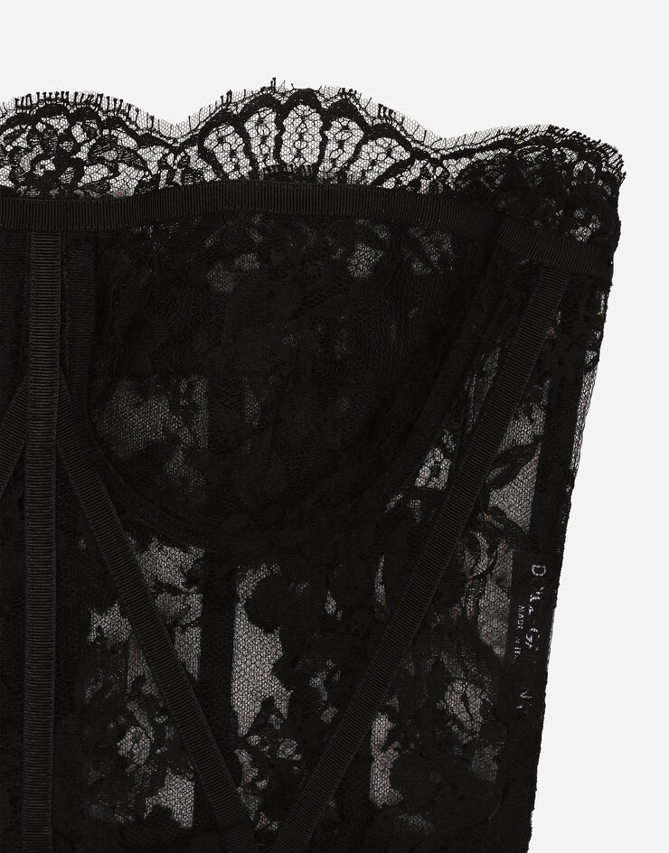 Dolce & Gabbana Lace Bustier Crop Top in Black