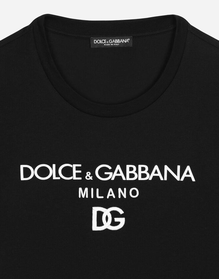 Cotton T-shirt with DG embroidery and patch in Black for | Dolce ...
