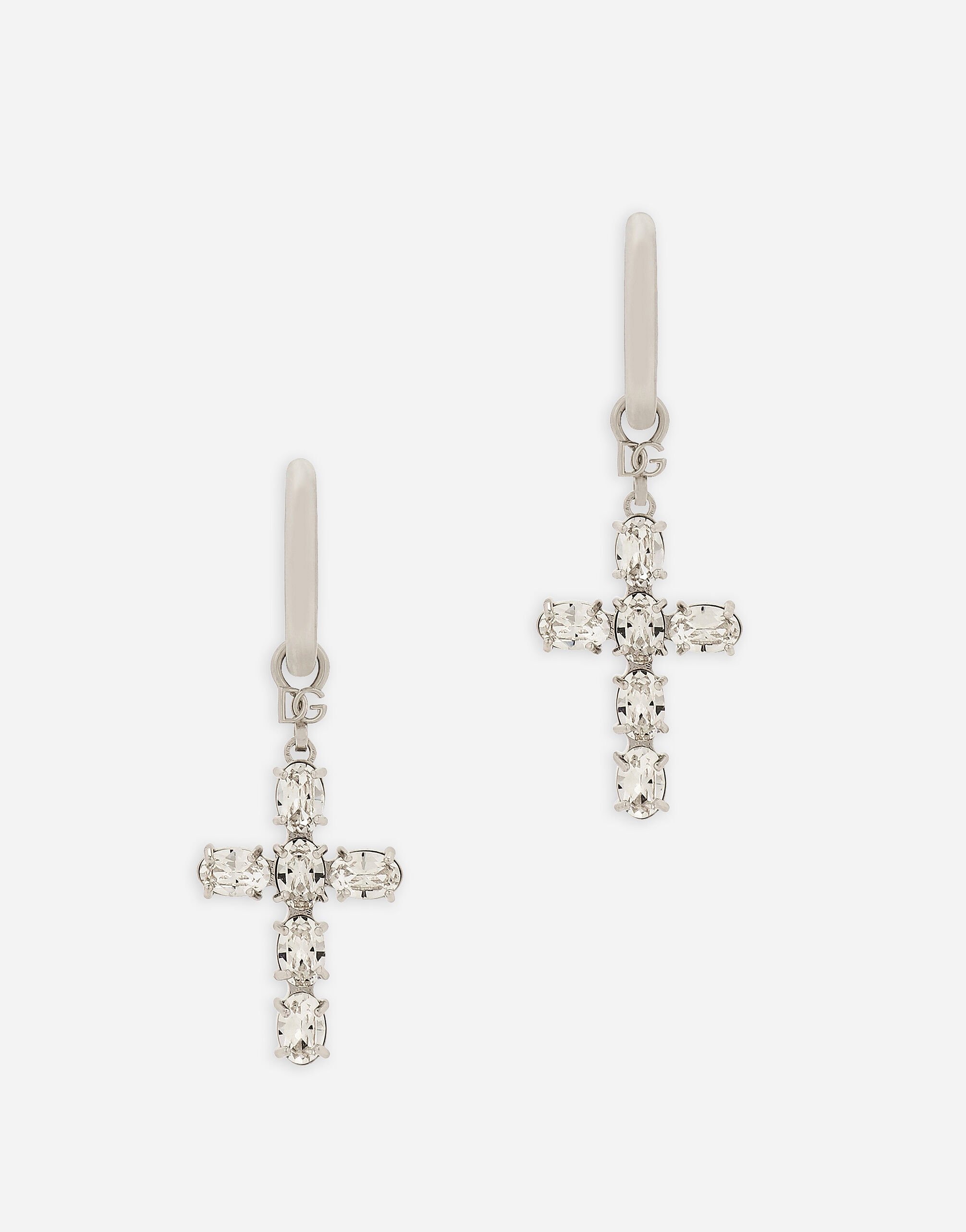 Dolce & Gabbana Creole earrings with crystal cross Multicolor F6AEITHH5A1