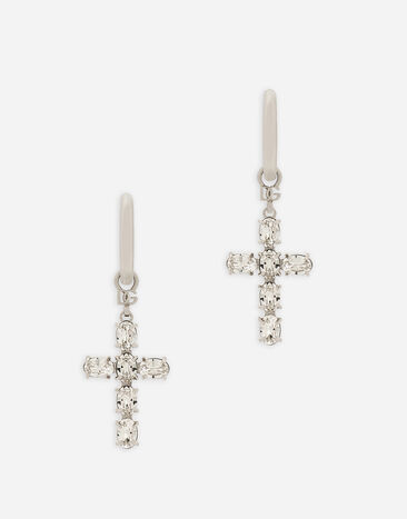 Dolce & Gabbana Creole earrings with crystal cross White BB7287AW576