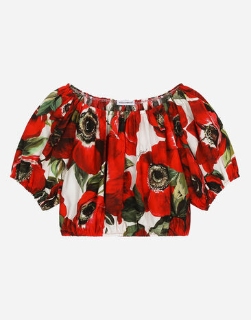 Dolce & Gabbana Blusa in popeline stampa fiore anemone Stampa L54S05G7KXP