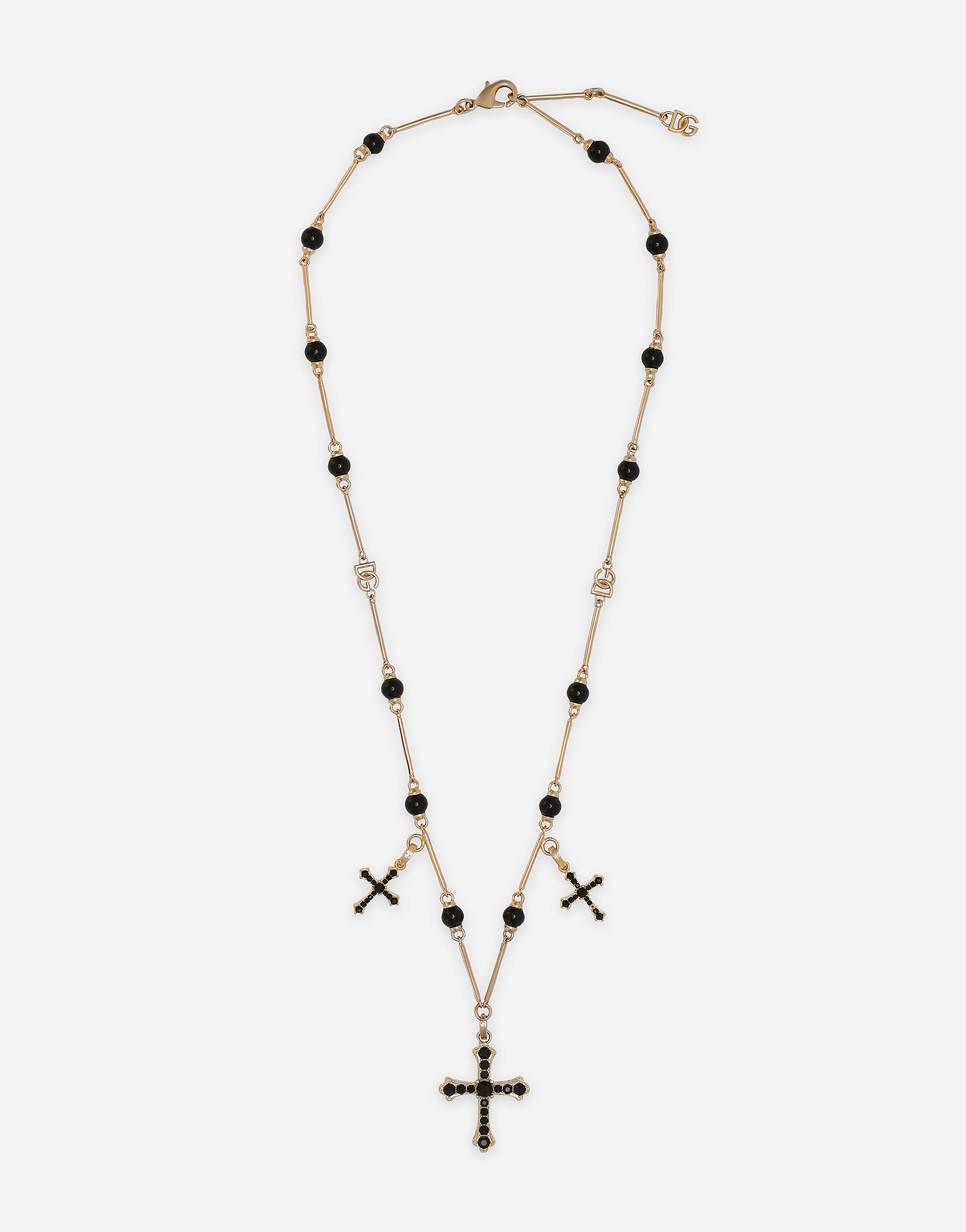 Rosary-style necklace with crosses in Gold for