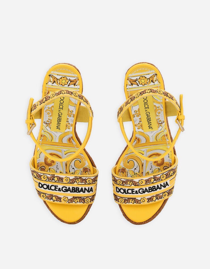 Dolce & Gabbana 마욜리카 자수 웨지 샌들 인쇄 CZ0318AV804