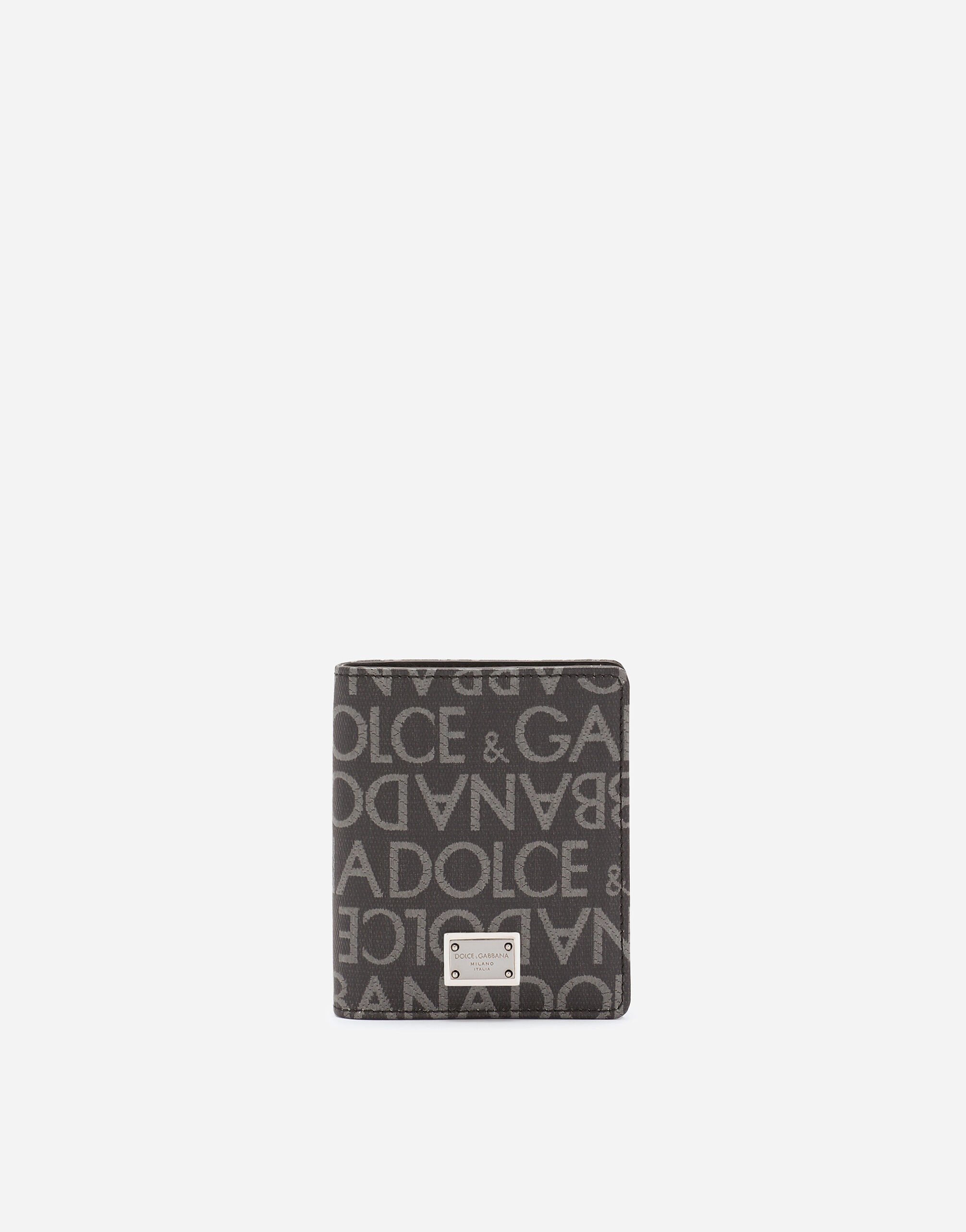 Dolce & Gabbana حافظة بطاقات ثنائية الطي من جاكار مطلي أسود BP3259AG182