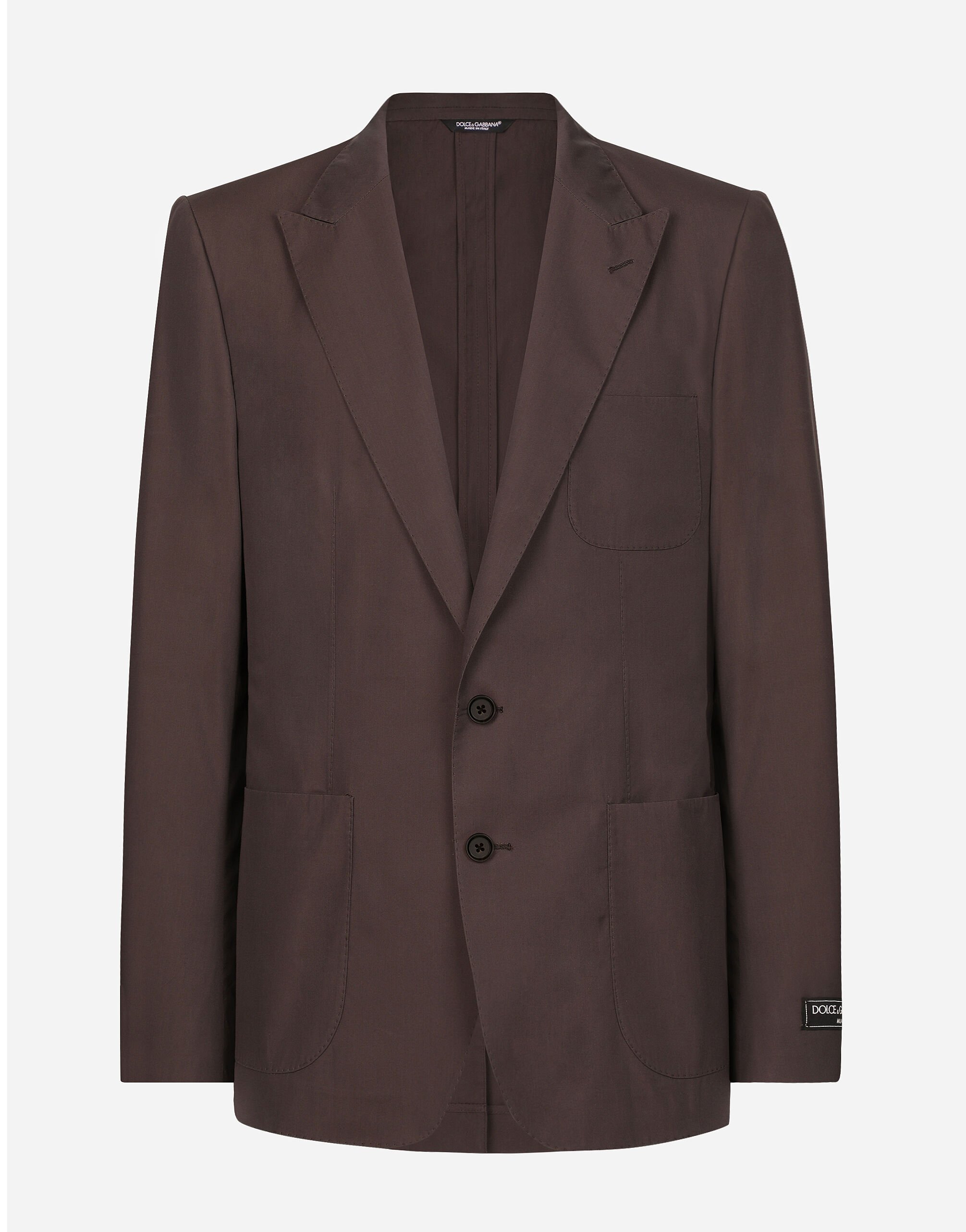 Dolce & Gabbana Single-breasted silk and cotton Portofino-fit jacket Brown G2NZ2TFU5SW