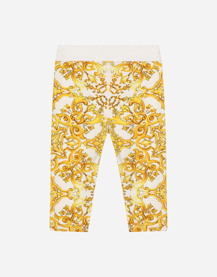 Dolce & Gabbana Leggings en interlock à imprimé majoliques jaunes Imprimé L2JP5BHPGF4
