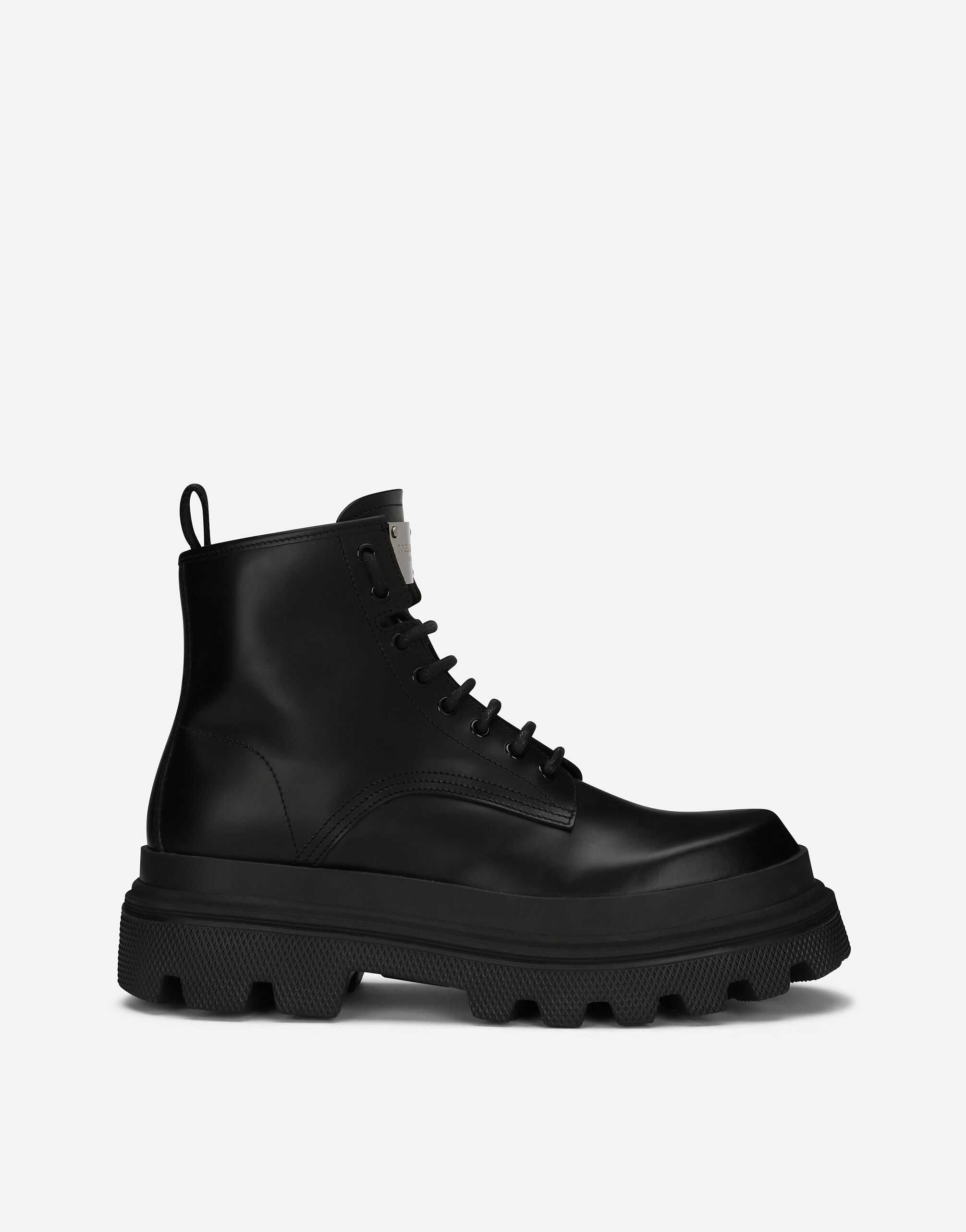 Dolce & Gabbana حذاء بوت برقبة للكاحل من جلد عجل للمشي الطويل أسود BP0330AG219
