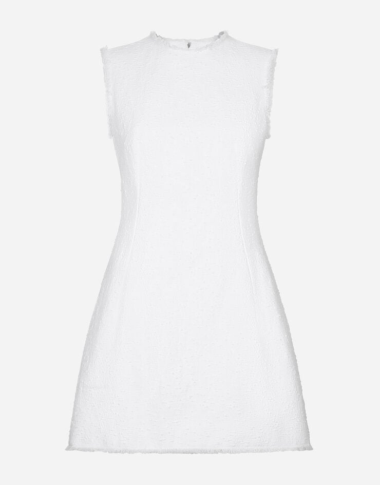 Dolce & Gabbana Kurzes Kleid aus Raschel-Baumwolltweed Weiss F6JKDTHUMT9