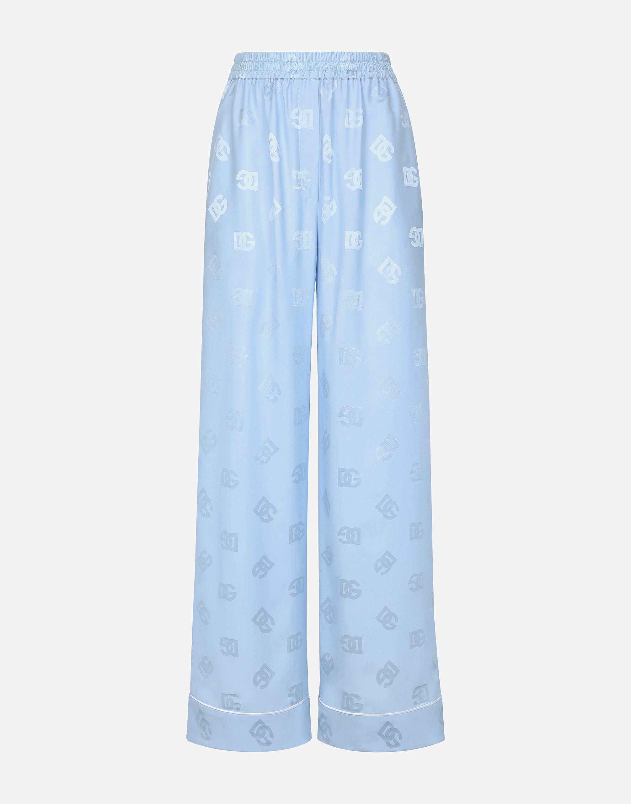 ${brand} Pantalon de pyjama en satin de soie jacquard avec logo DG all-over ${colorDescription} ${masterID}