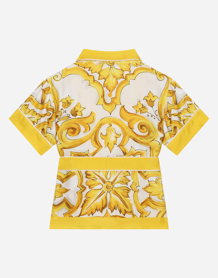 Dolce & Gabbana Camisa de sarga con estampado Maiolica amarillo Imprima L55S65G7EY5