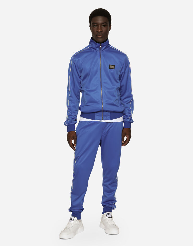 Dolce & Gabbana Pantalon de jogging en triacétate à bandes Bleu GZ45ATHU7B0