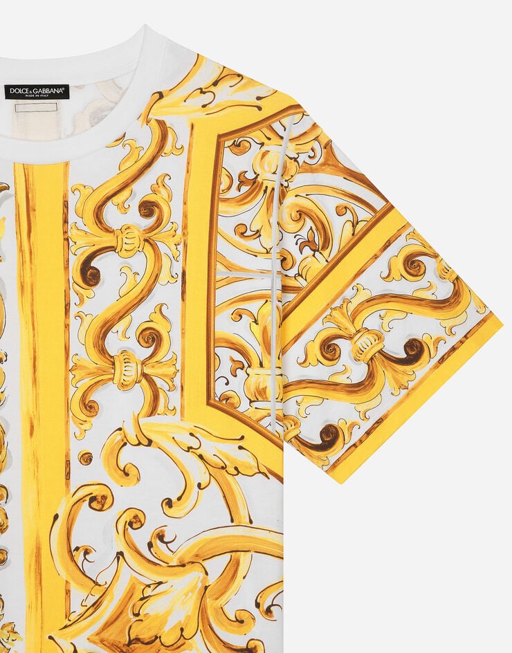 Dolce & Gabbana Футболка из хлопкового джерси с принтом майолики Отпечатки F8U74TII7EP