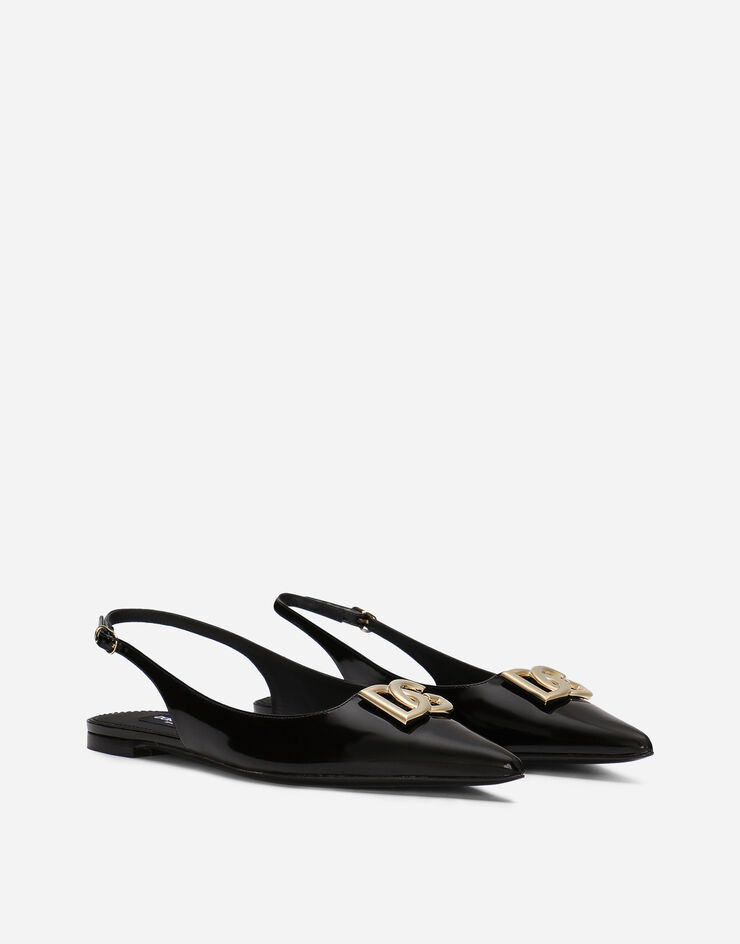 Polished calfskin slingbacks in Black for Women | Dolce&Gabbana®