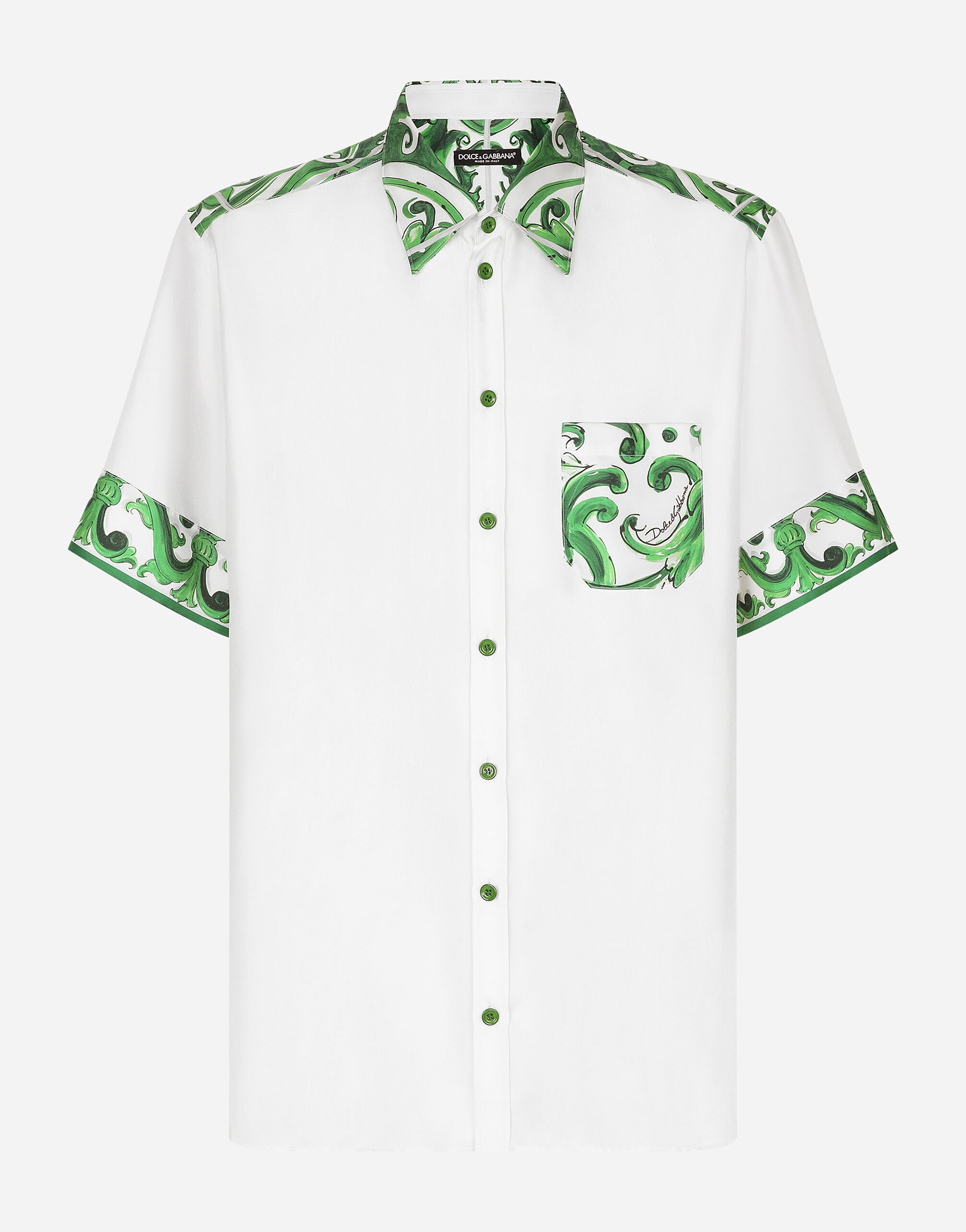 Dolce & Gabbana قميص هاواي حرير بطبعة ماجوليكا مطبعة G5IF1THI1SV