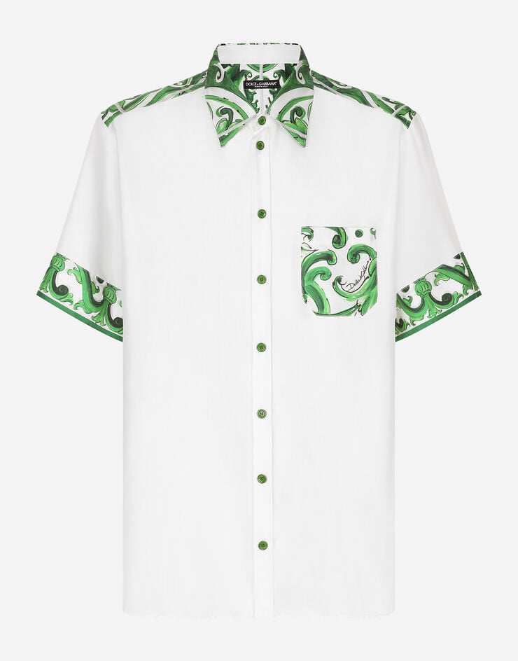 Dolce & Gabbana Рубашка Hawaii из шелка с принтом майолики Отпечатки G5LY2TGI116