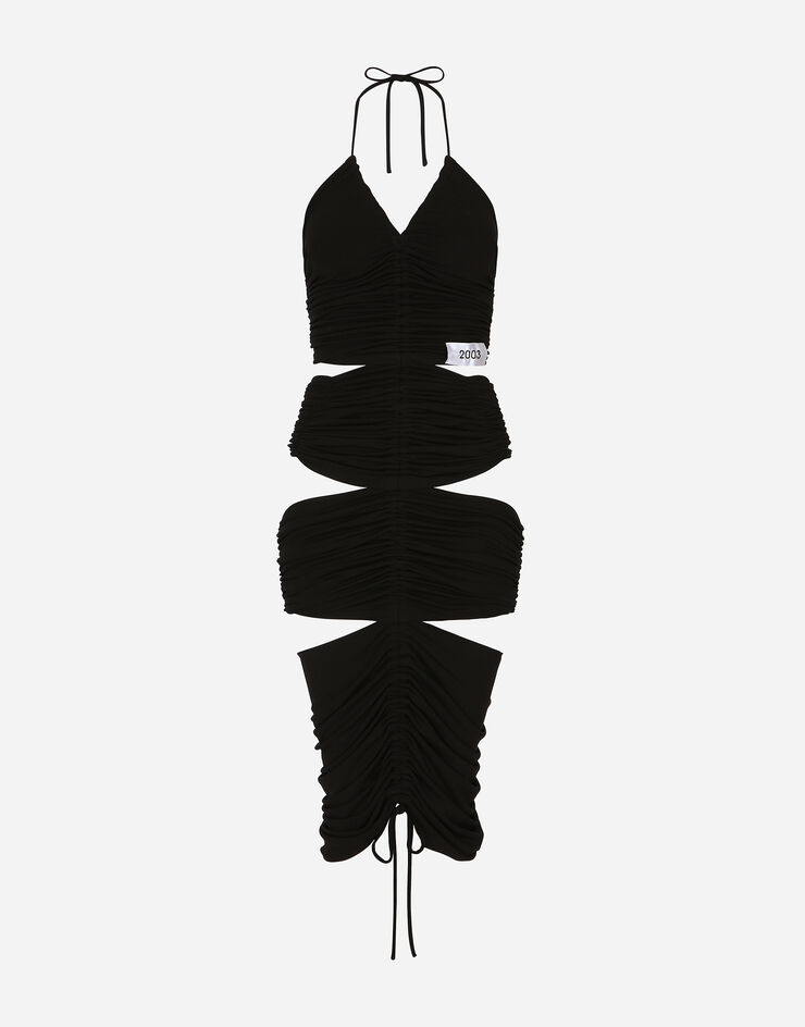 Dolce & Gabbana Jersey calf-length dress with draping Black F6BFZTFUGAI