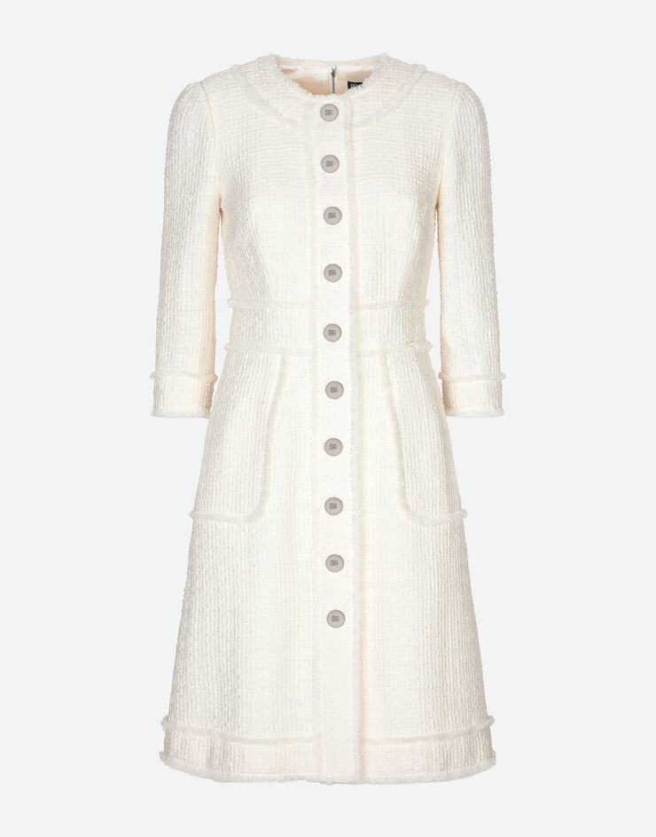 Dolce & Gabbana Raschel tweed A-line dress White F6ARXTGDCAW