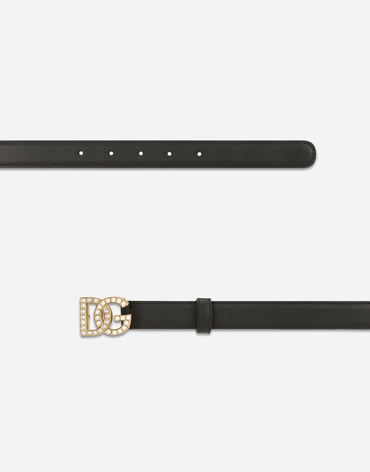 Dolce & Gabbana Calfskin belt with DG logo with rhinestones and pearls マルチカラー BE1447AQ339