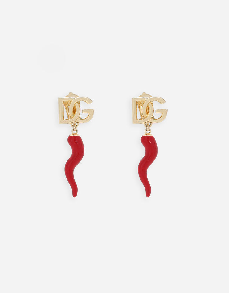 Dolce & Gabbana Earrings with DG logo and horn Gold WEQ6C4W1111