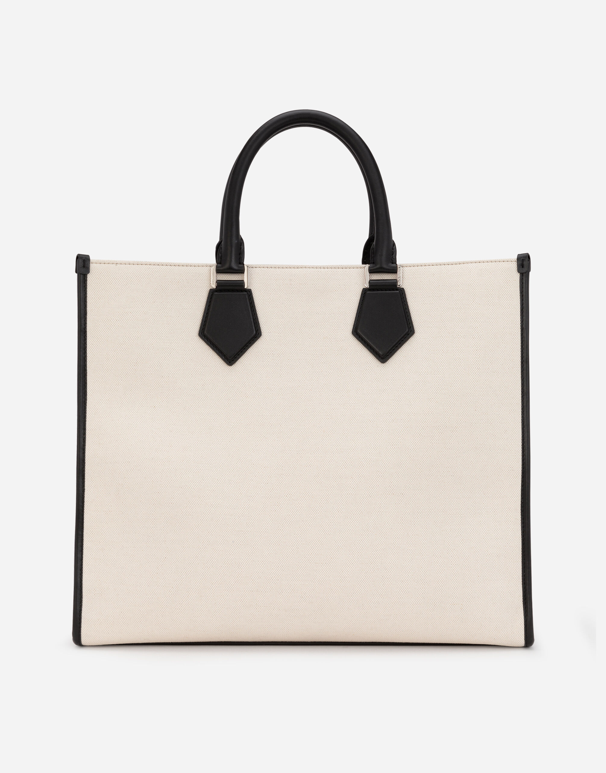 Canvas shopper with calfskin nappa details in Multicolor for 