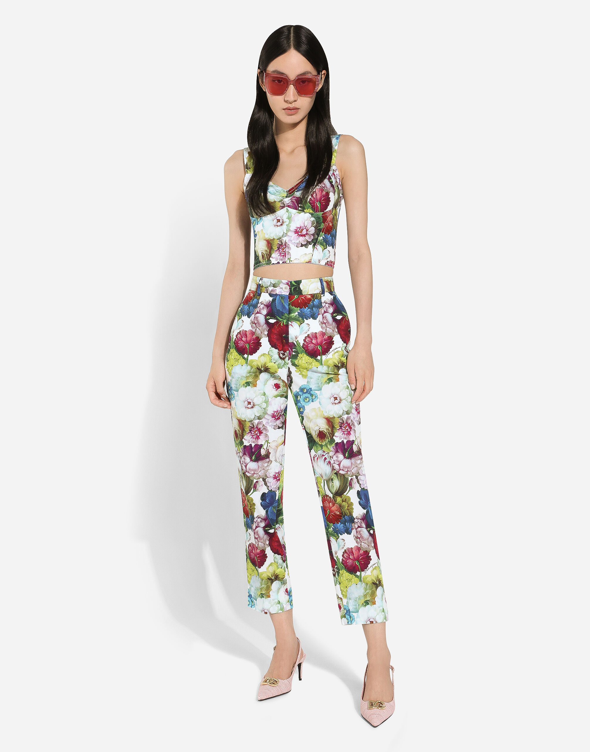 Cotton pants with nocturnal flower print in Print for 