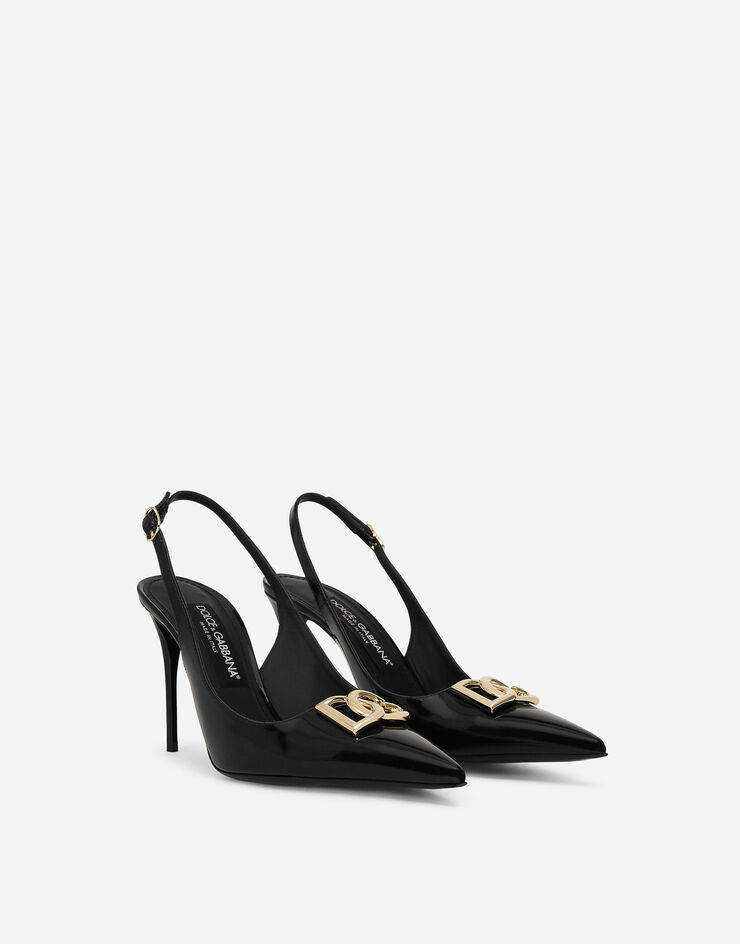 Dolce & Gabbana Slingback aus glänzendem Kalbsleder Schwarz CG0904A1037