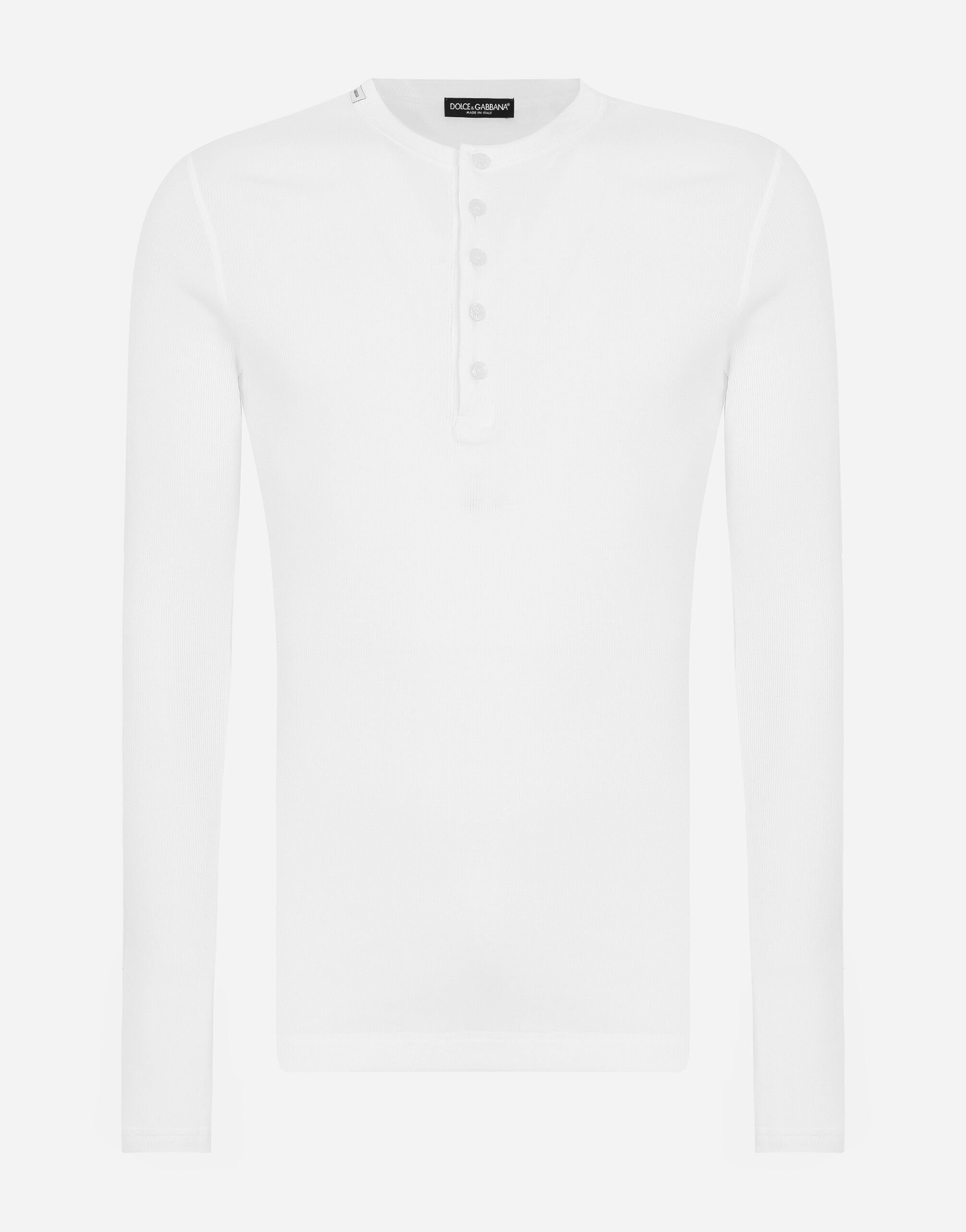 ホワイトのメンズ ヘンリーネックセーター リブコットン | Dolce&Gabbana®