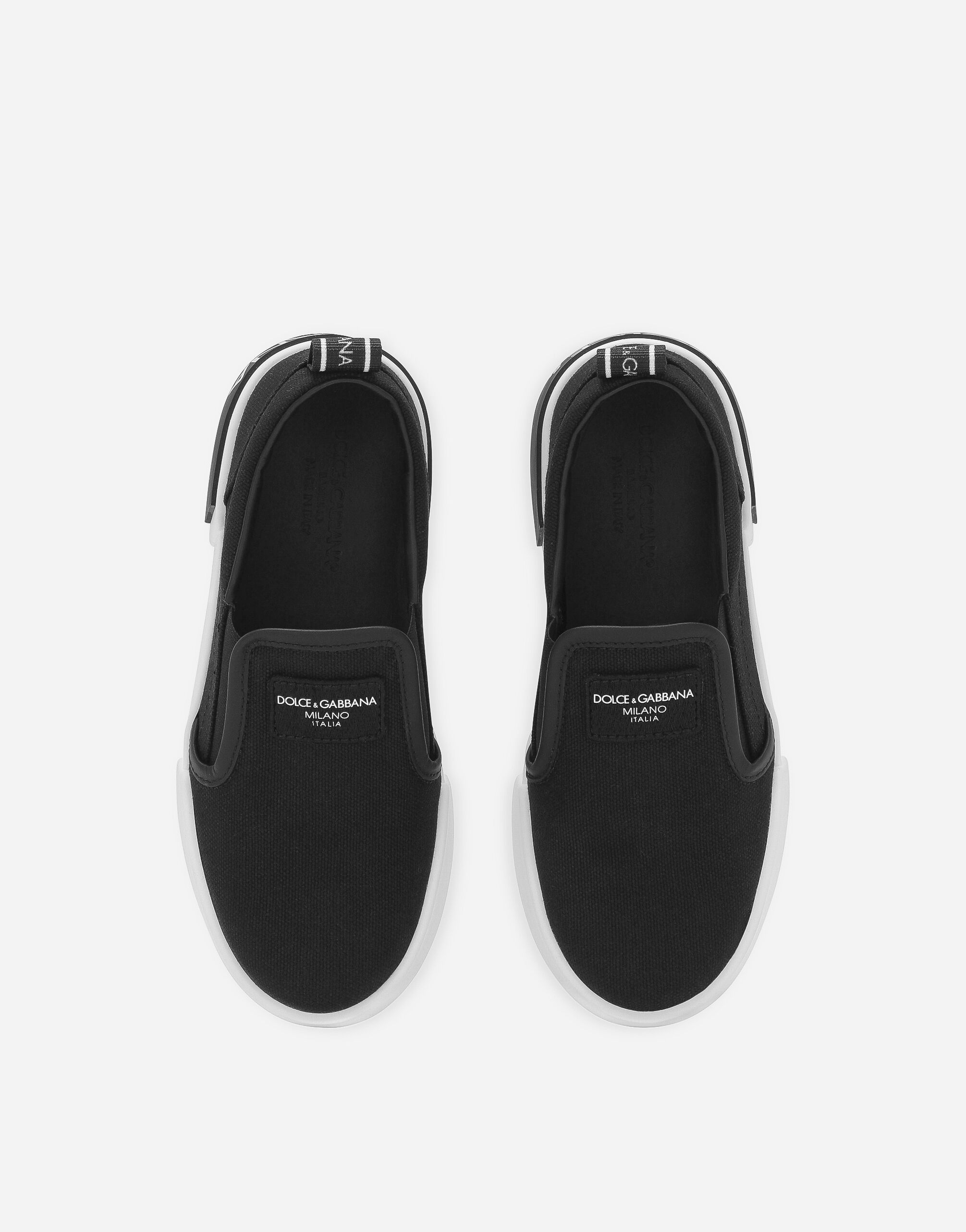 Canvas Portofino slip-on sneakers in Black for Men | Dolceu0026Gabbana®