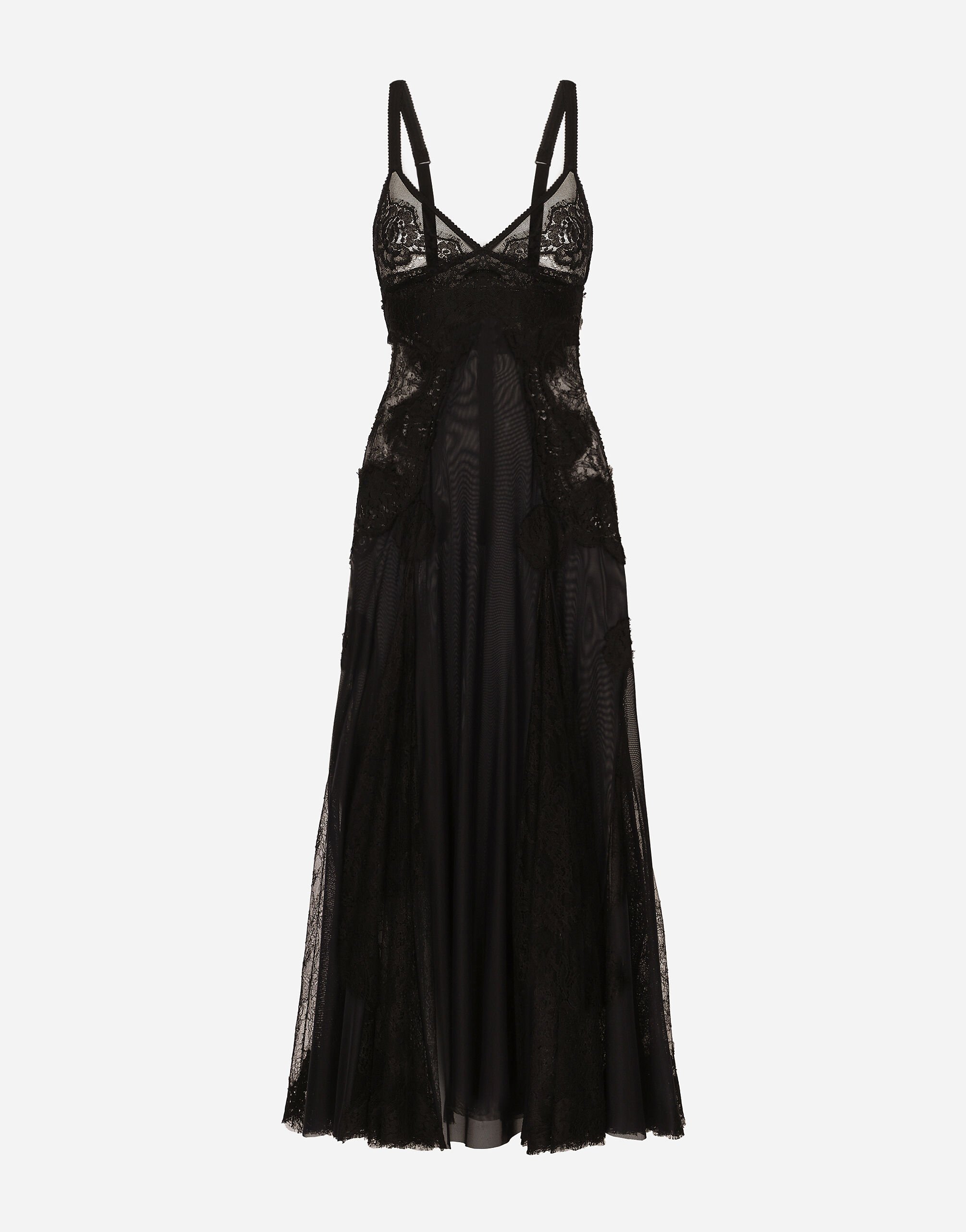 ${brand} Tulle midi slip dress with lace inserts ${colorDescription} ${masterID}