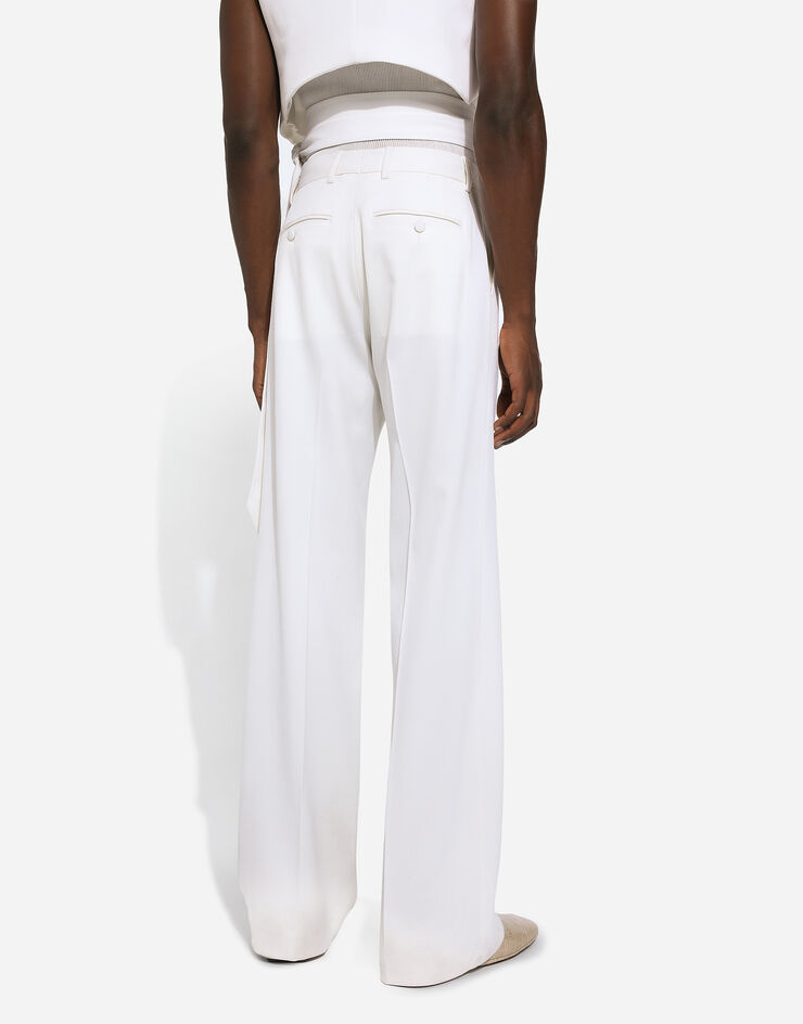 Dolce & Gabbana سروال صوف محبوك أبيض GP01PTFU27J