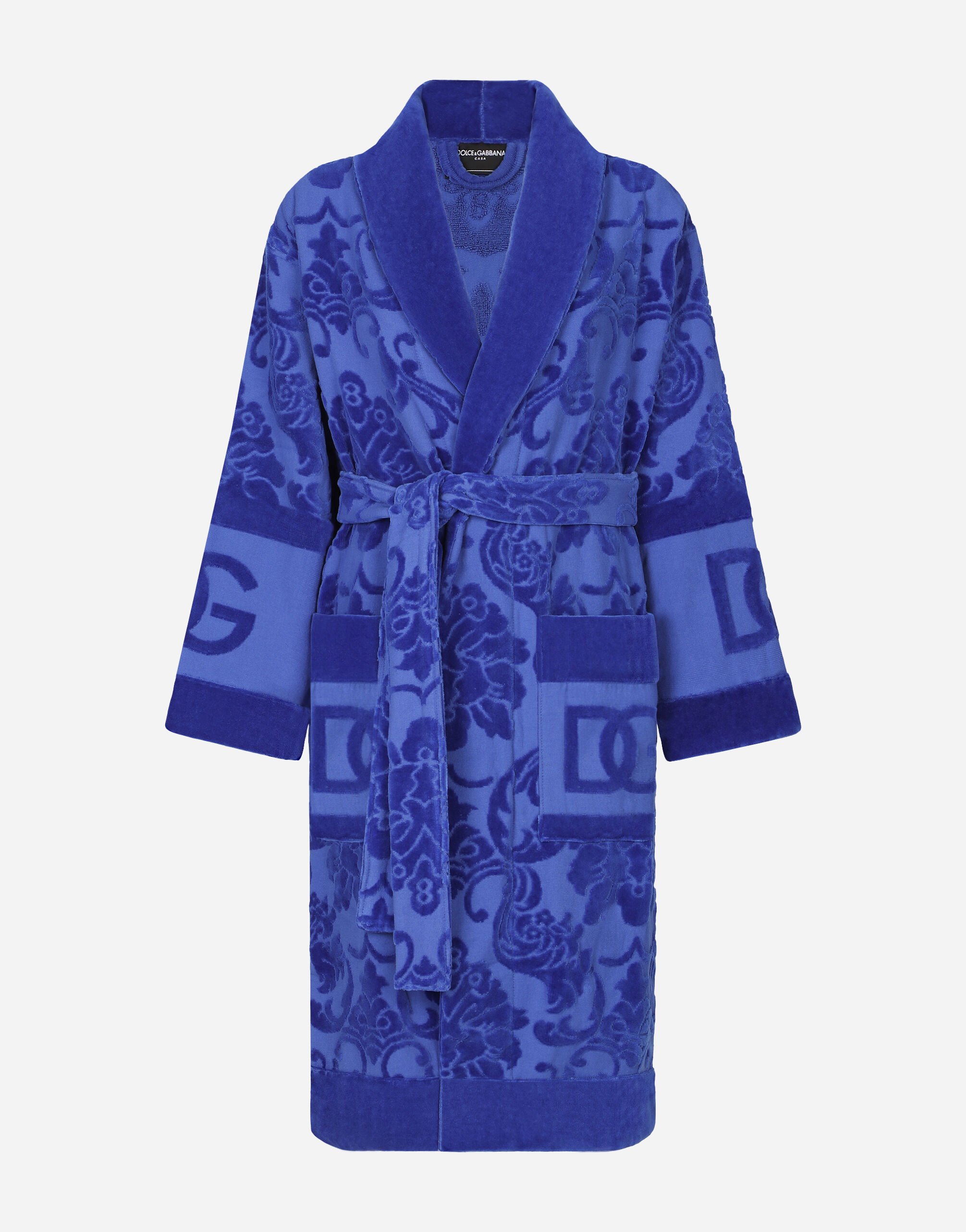Dolce & Gabbana Bath Robe in Terry Cotton Jacquard Multicolor TCF019TCAGB