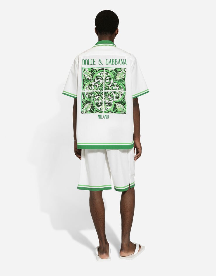 Dolce & Gabbana 마욜리카 프린트 포플린 하와이안 셔츠 인쇄 G5JH9TFI5JO