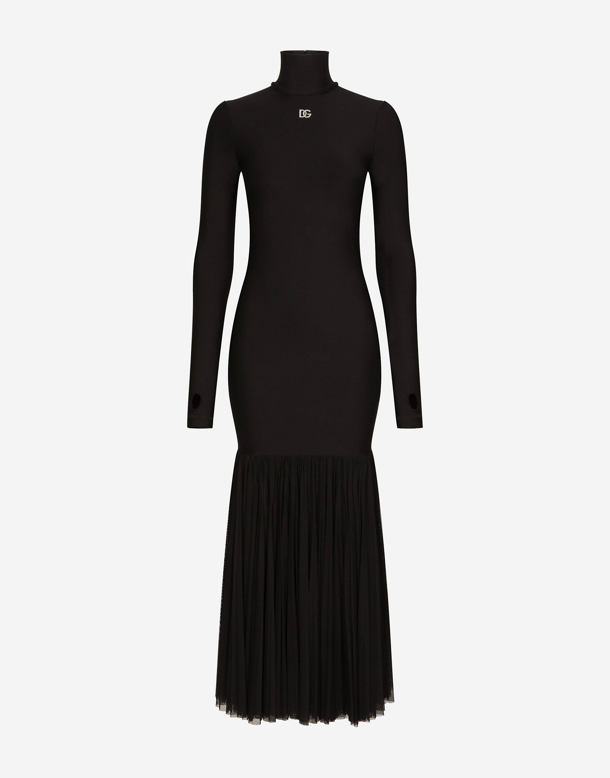 ${brand} Technical jersey dress with tulle ruffle ${colorDescription} ${masterID}