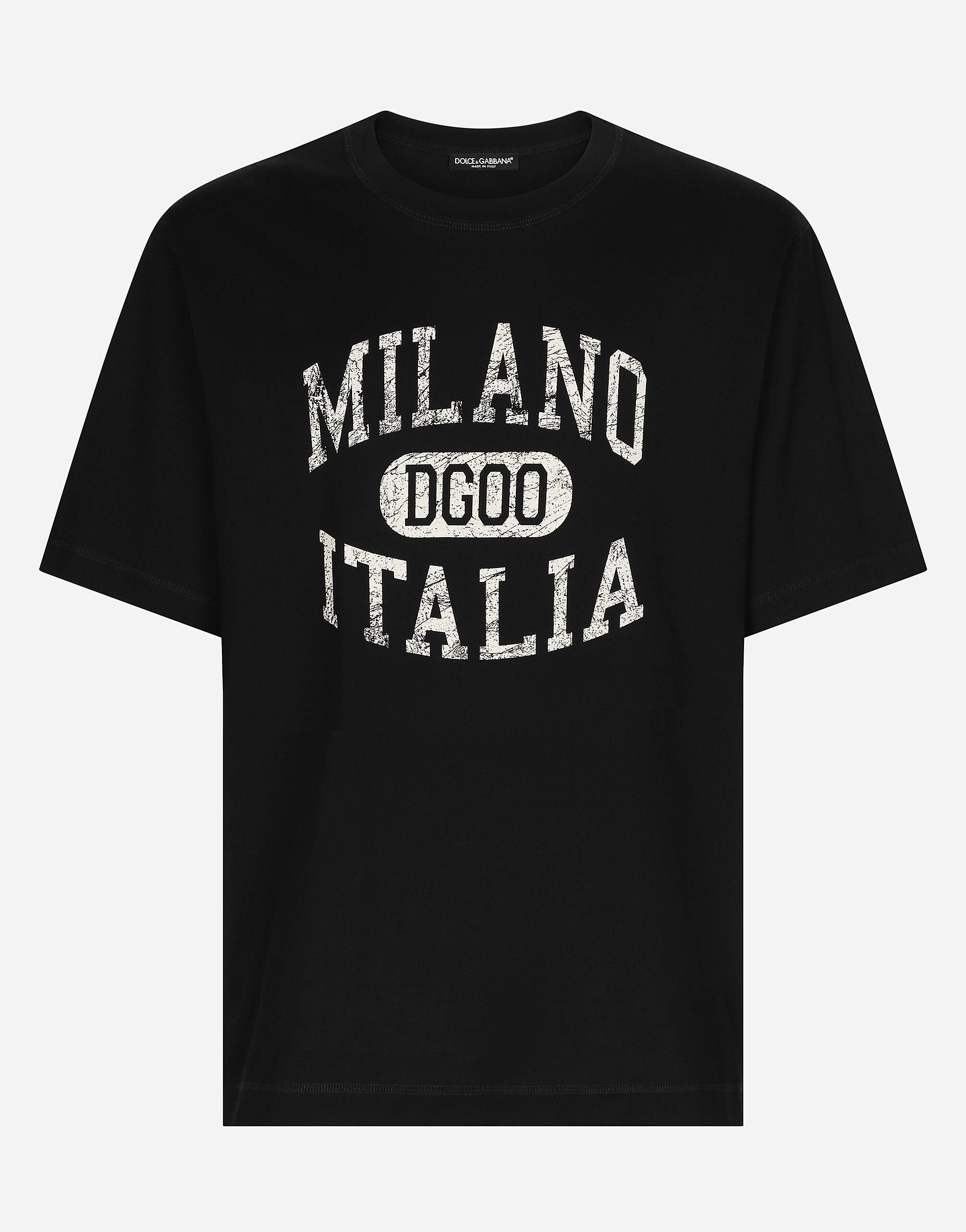 Dolce & Gabbana Cotton T-shirt with DG logo print Black BP3309A8034