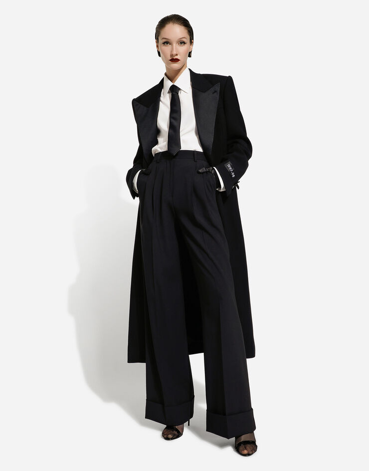 Dolce&Gabbana Cappotto lungo tuxedo monopettto in lana Nero F0W1LTFU227