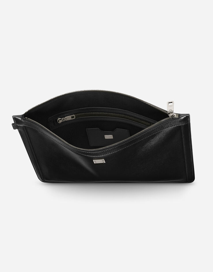 Dolce & Gabbana Große Pouch Bag aus Kalbsleder Schwarz BM2328AV956