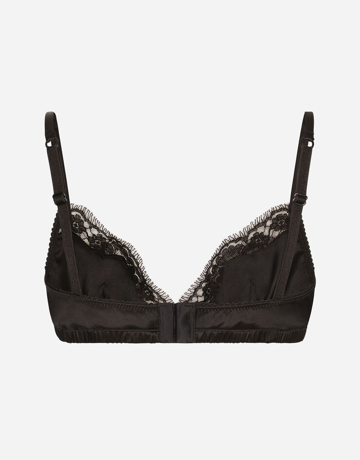 Dolce & Gabbana Soft-cup satin bra with lace detailing Black O1A01TONO13