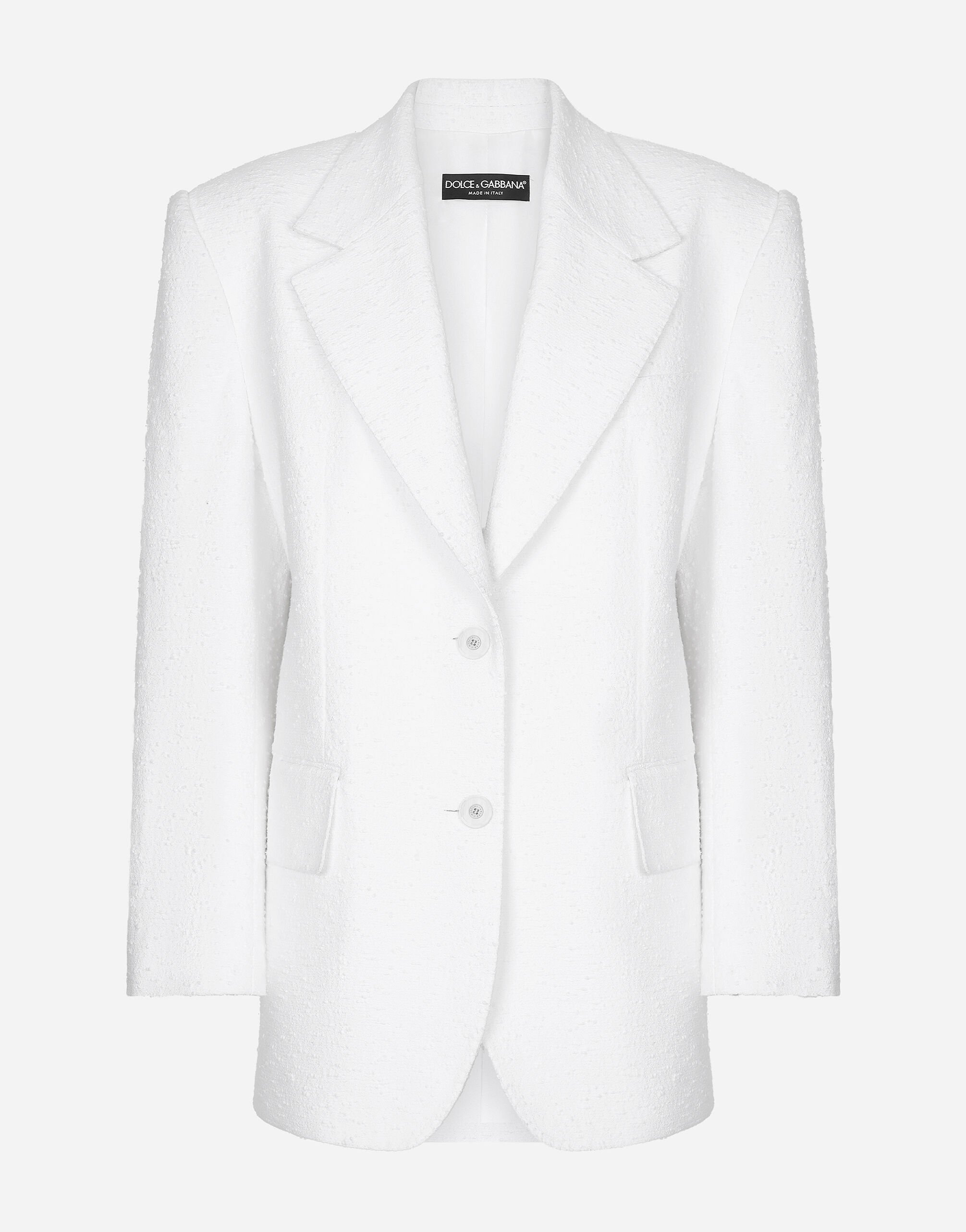 Dolce & Gabbana Chaqueta en tweed raschel de algodón con botonadura sencilla Blanco F29UCTFJTBV
