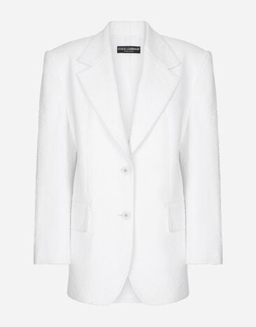 Dolce & Gabbana Single-breasted cotton raschel tweed jacket Black F290XTFU28D