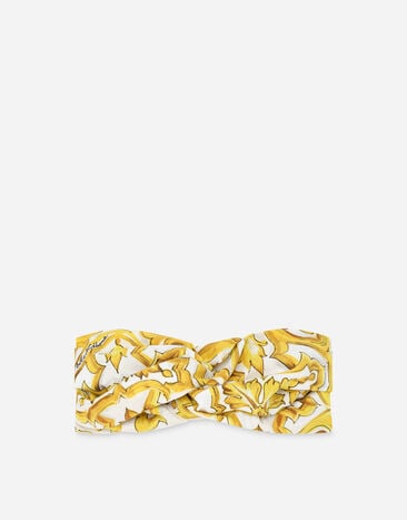 Dolce & Gabbana Poplin headband with yellow majolica print Print L53DW3FI5JY