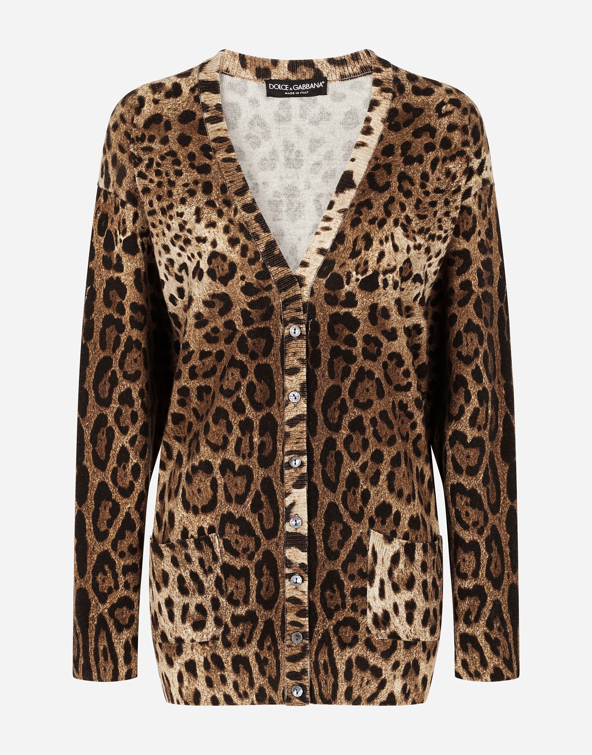 Dolce & Gabbana Cardigan en cachemire à imprimé léopard Multicolore FXI25TJBVX8