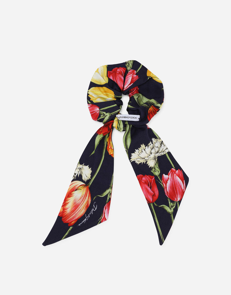 Dolce & Gabbana Scrunchie aus Viyella mit Tulpenprint Drucken LB7A22FS8C9