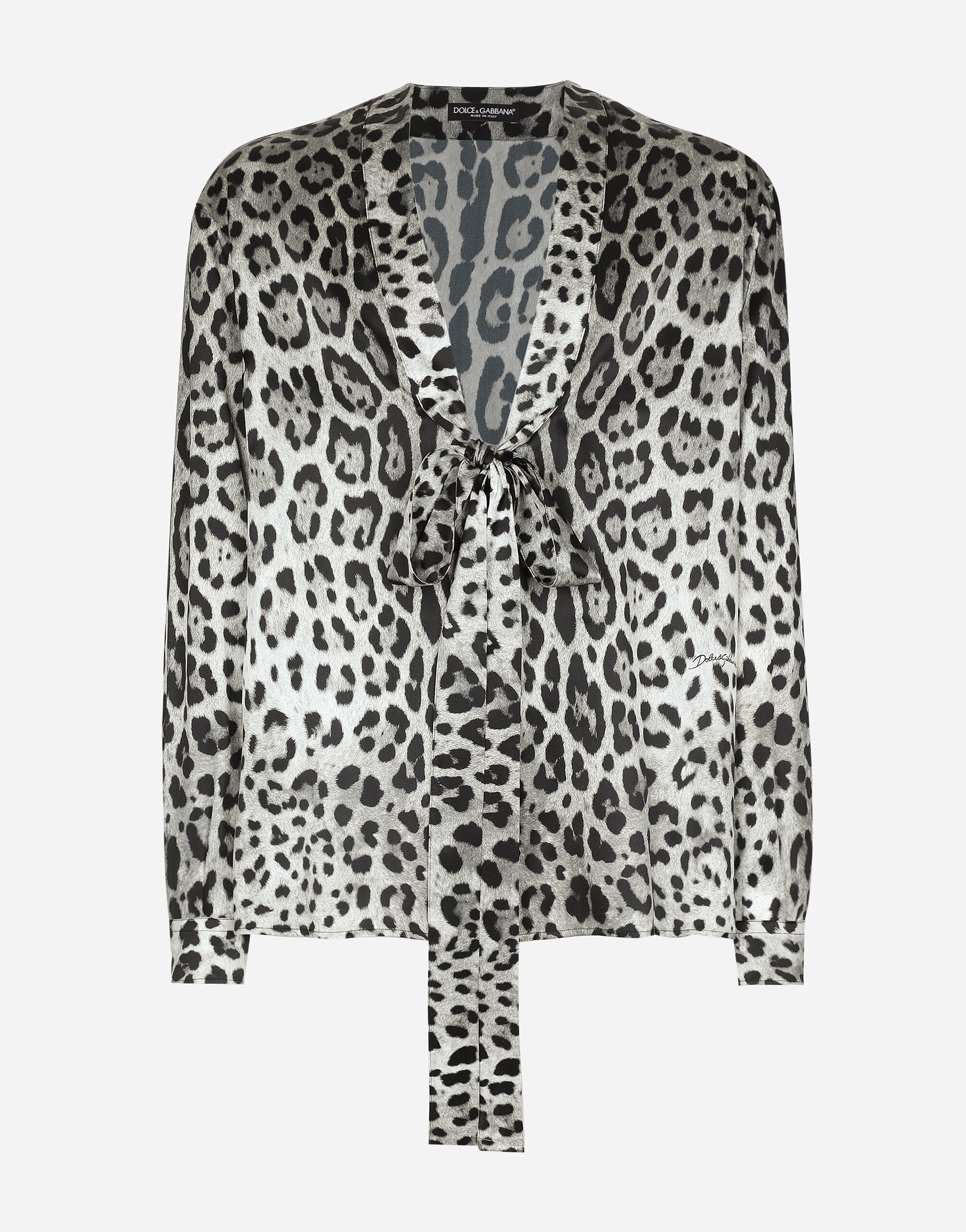 ${brand} Leopard-print silk shirt with pussy-bow ${colorDescription} ${masterID}